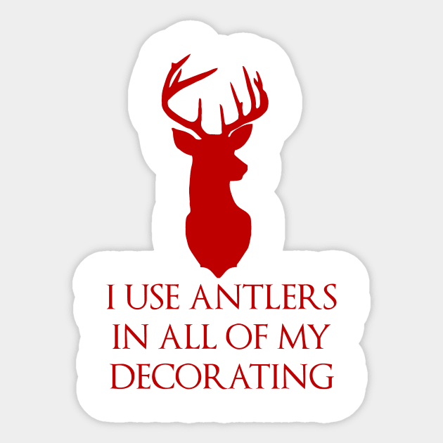 Antlers Red Sticker by SugaredInk